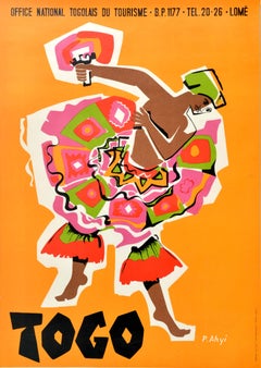 Original Vintage Travel Poster Togo Africa Paul Ahyi Traditional Togolese Dancer