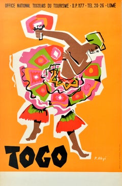 Original Vintage Travel Poster Togo Africa Paul Ahyi Traditional Togolese Dancer