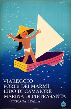 Original Vintage Travel Poster Tuscany Italy Viareggio Forte Dei Marmi ENIT