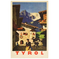 Original Vintage Travel Poster Tyrol Kitzbuhel Austria Alps Ski Resort Painting