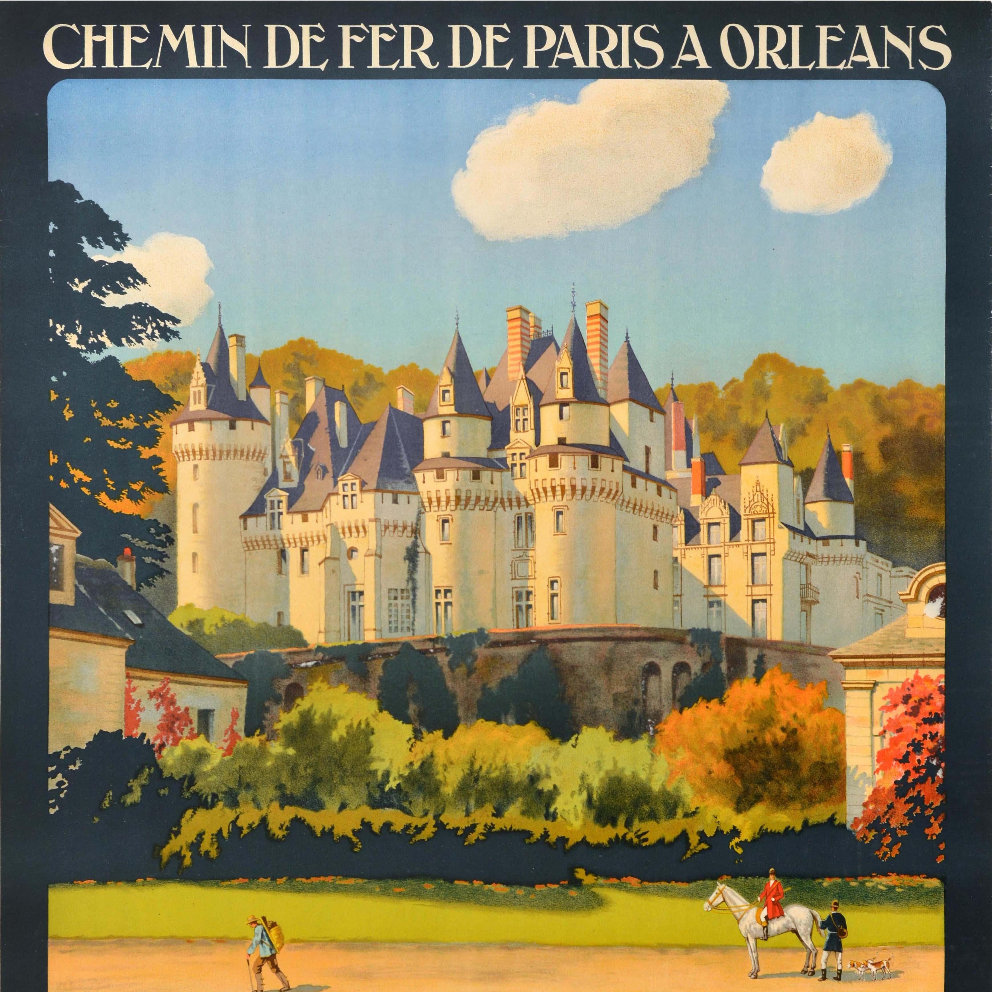 Francese Poster di viaggio originale d'epoca Usse Valle della Loira Chemin De Fer De Paris Orleans in vendita