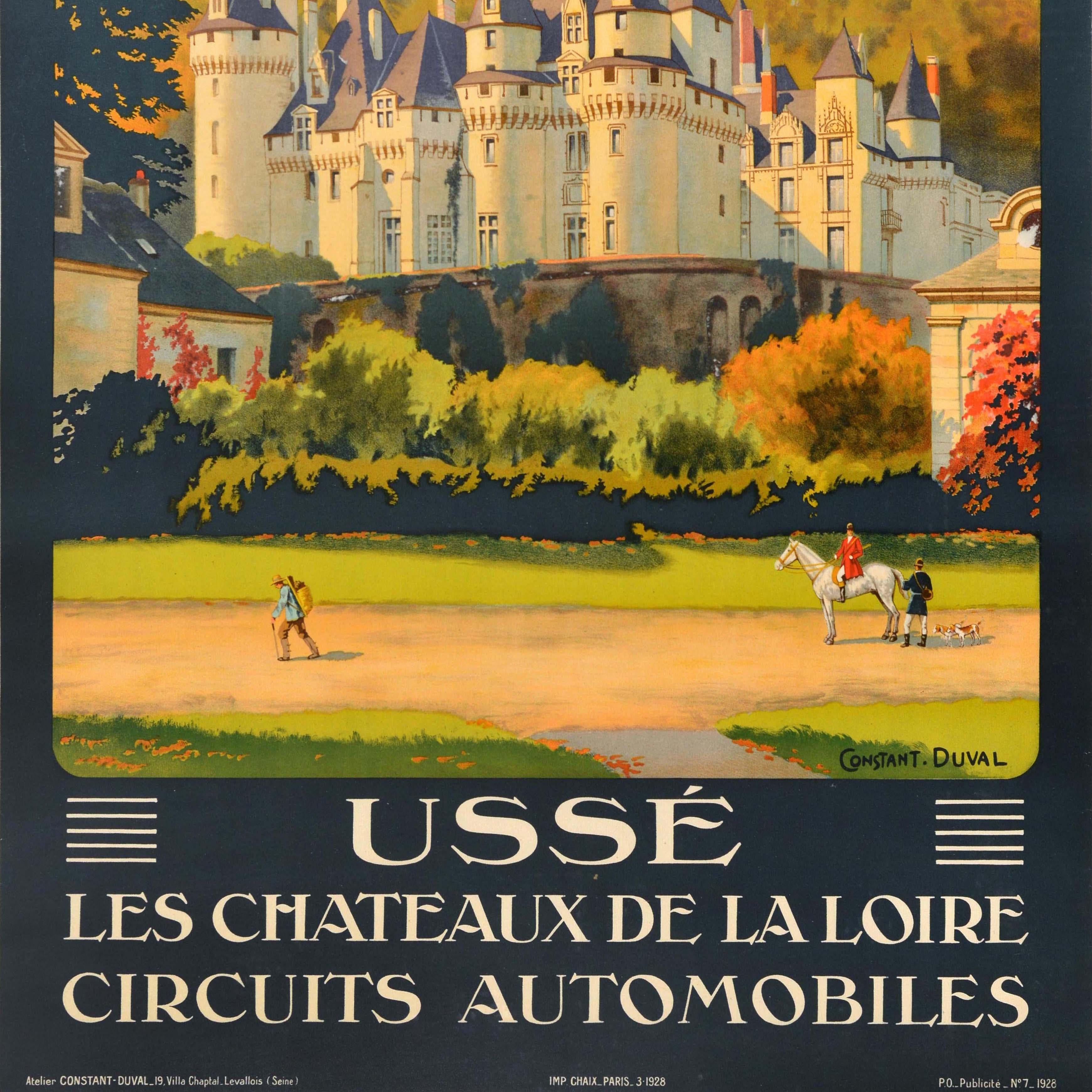 Poster di viaggio originale d'epoca Usse Valle della Loira Chemin De Fer De Paris Orleans In condizioni buone in vendita a London, GB