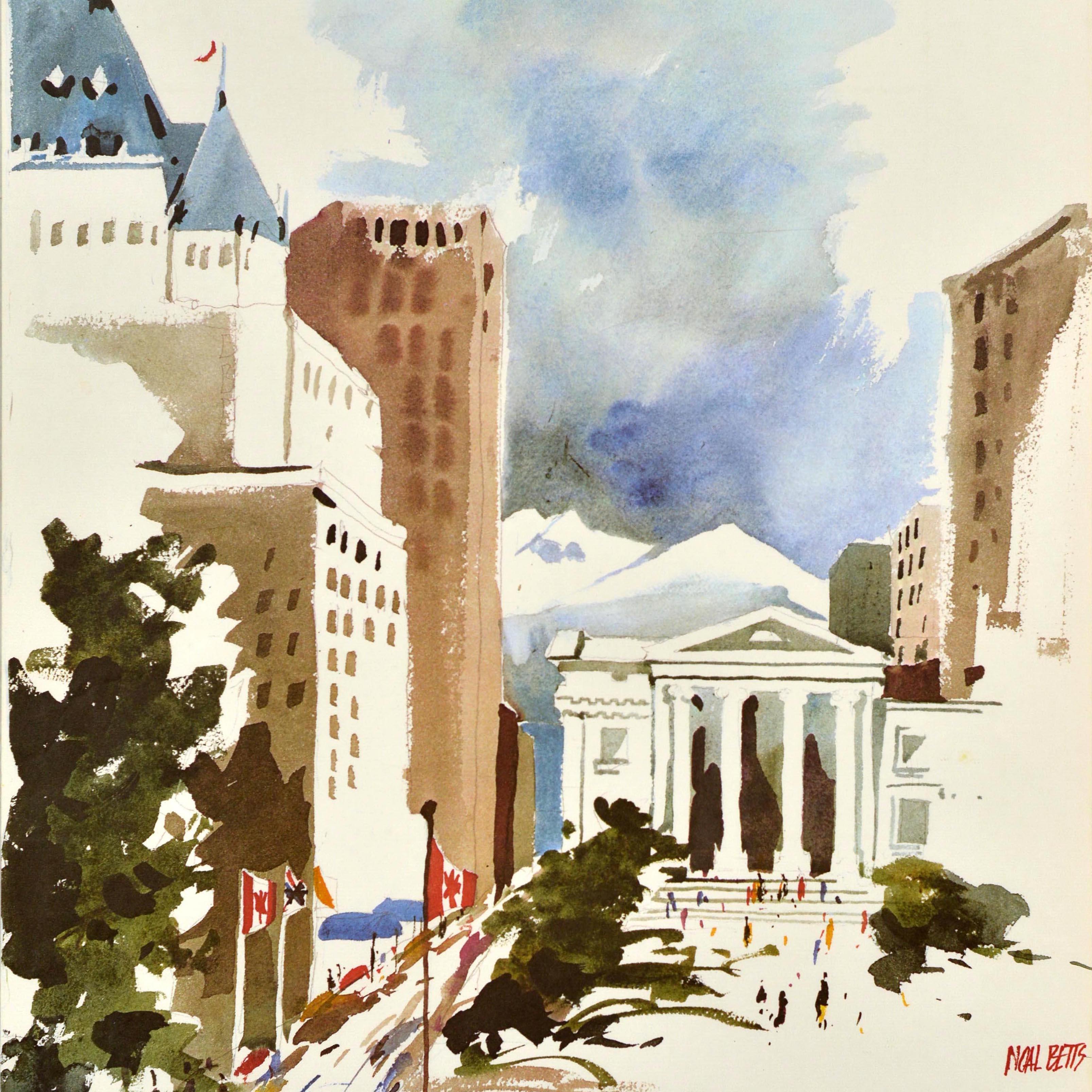 Fin du 20e siècle Affiche de voyage originale de Vancouver, Colombie-Britannique, Canada, Noal Betts en vente
