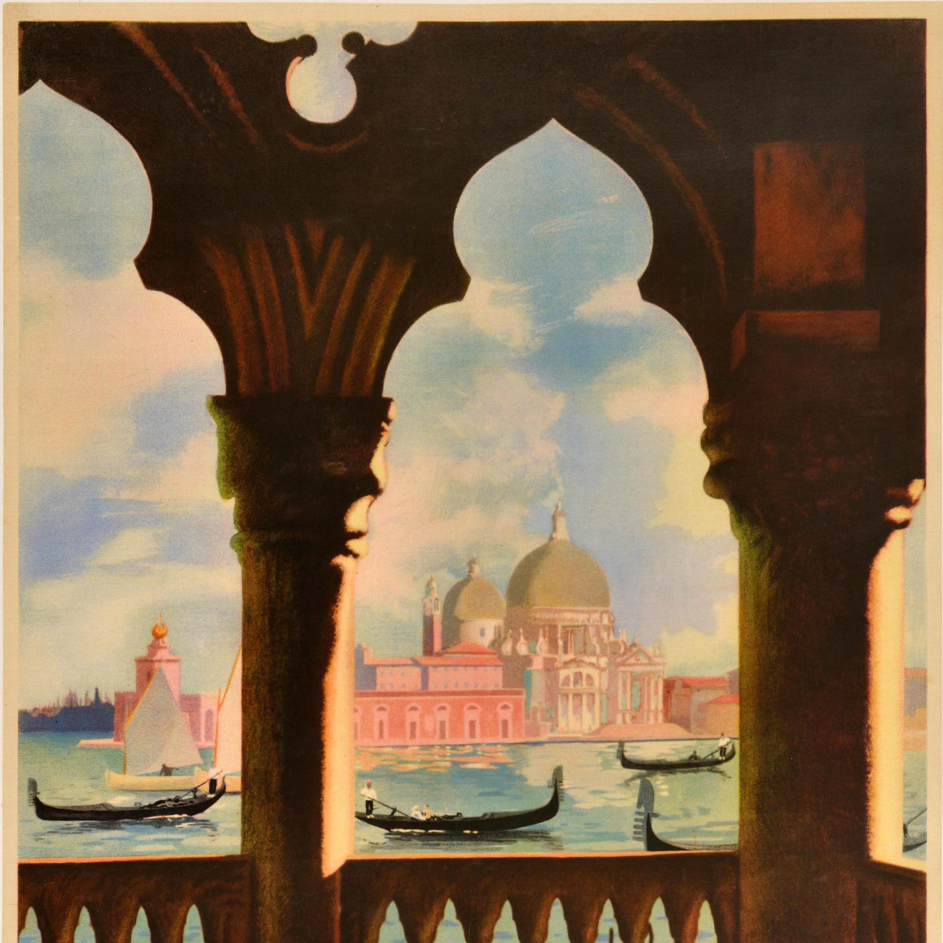 Art Déco Poster di viaggio originale d'epoca Venezia ENIT Venezia Santa Maria Della Salute in vendita
