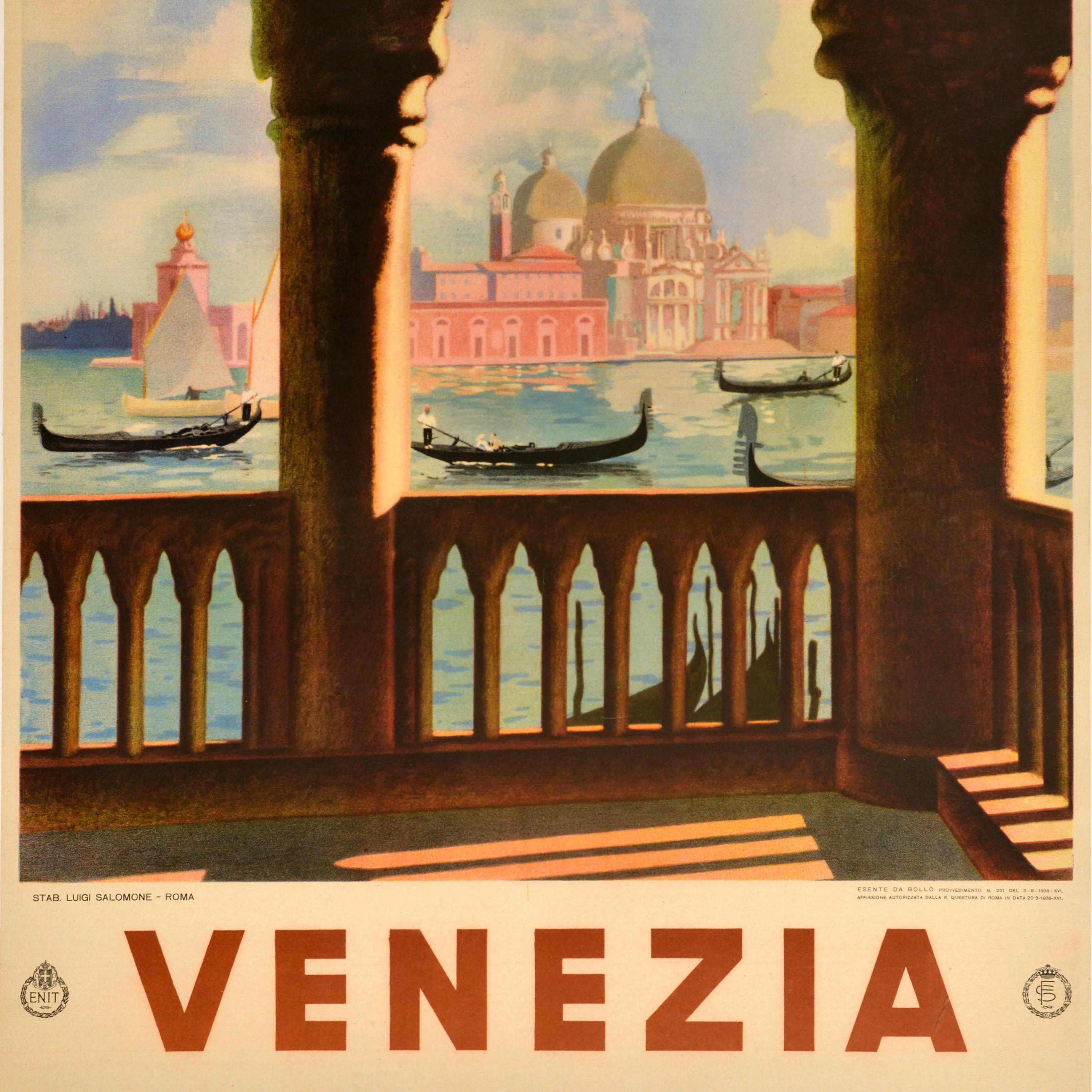 Italiano Poster di viaggio originale d'epoca Venezia ENIT Venezia Santa Maria Della Salute in vendita