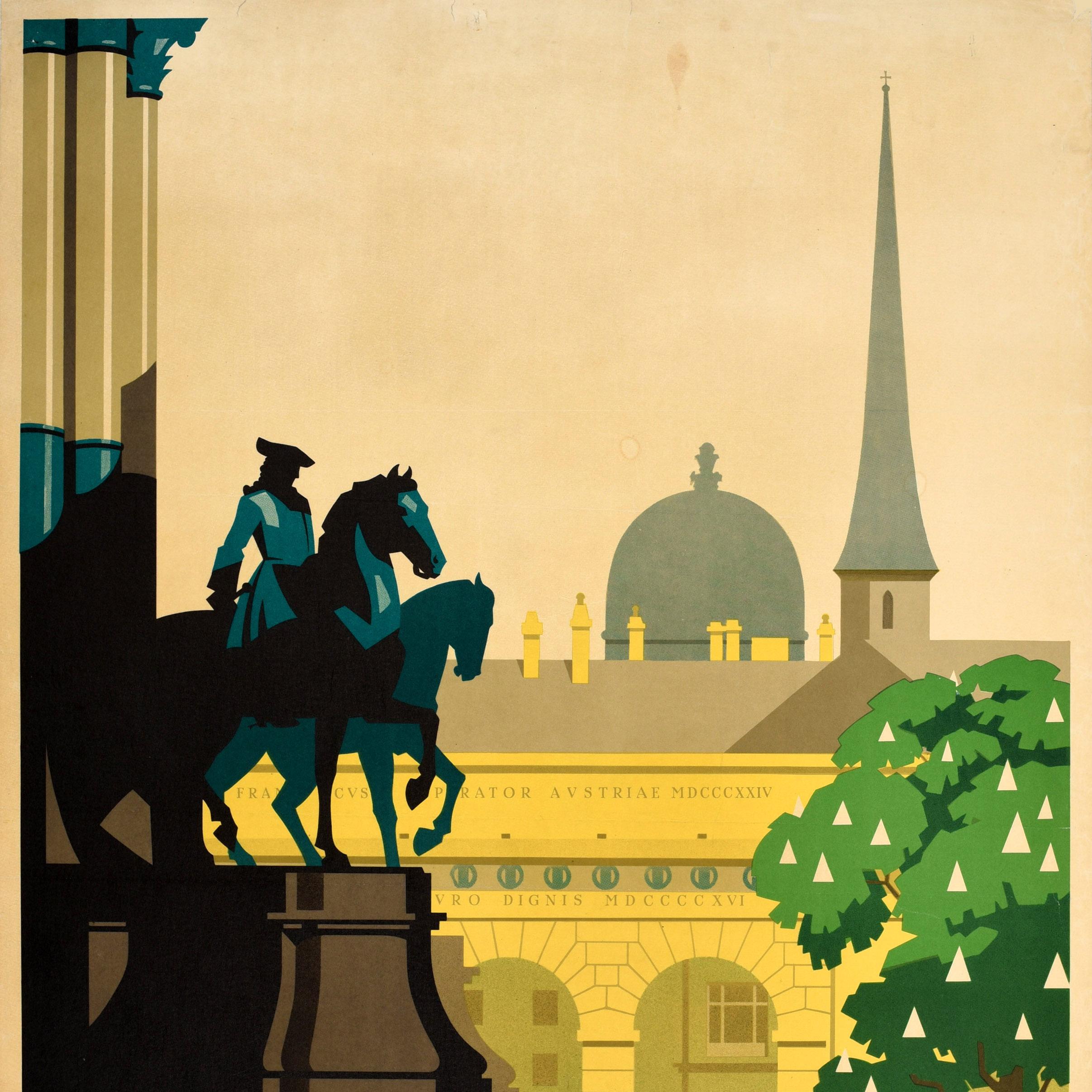 Autrichien Affiche de voyage vintage originale de Vienne, Autriche, Art déco, Hermann Kosel Design en vente