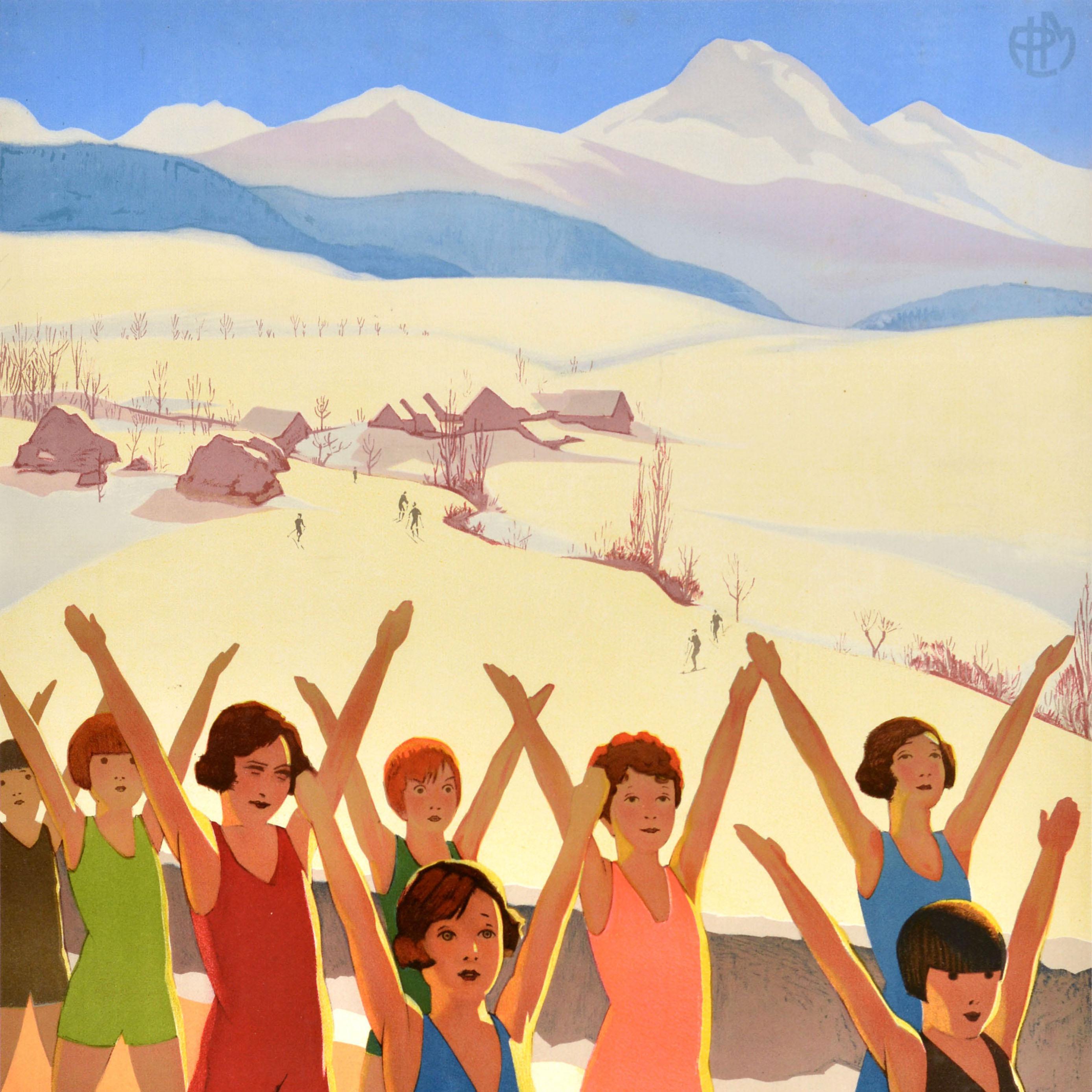 French Original Vintage Travel Poster Villard De Lans Paradise Art Deco Roger Broders For Sale