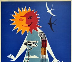Original Vintage Travel Poster Visit Italy Coast Rome Venice Gondola Midcentury