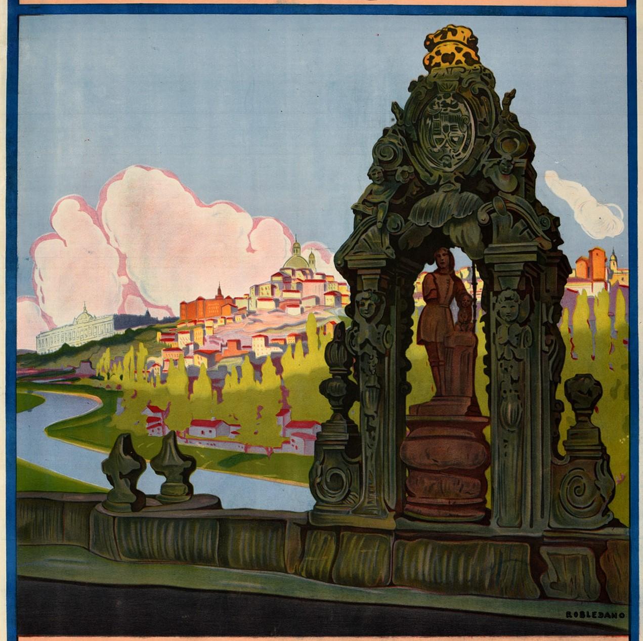 Original Vintage Reise Poster Besuch Spanien Madrid Hof der Könige Toledo Brücke im Zustand „Gut“ im Angebot in London, GB