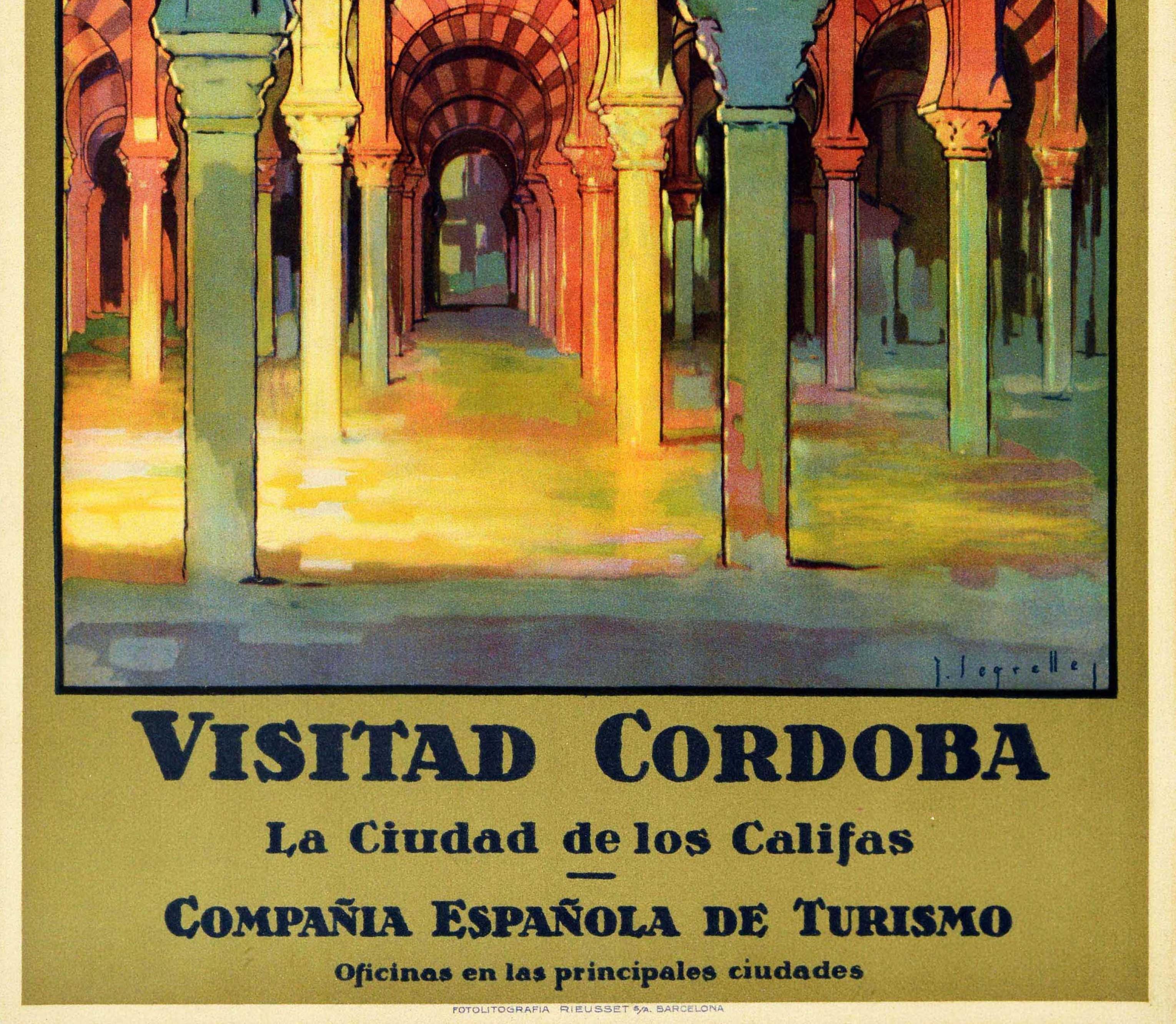 Original Vintage-Reiseplakat „visited Cordoba La Ciudad De Los Califas Mezquita“, Cordoba (Spanisch) im Angebot
