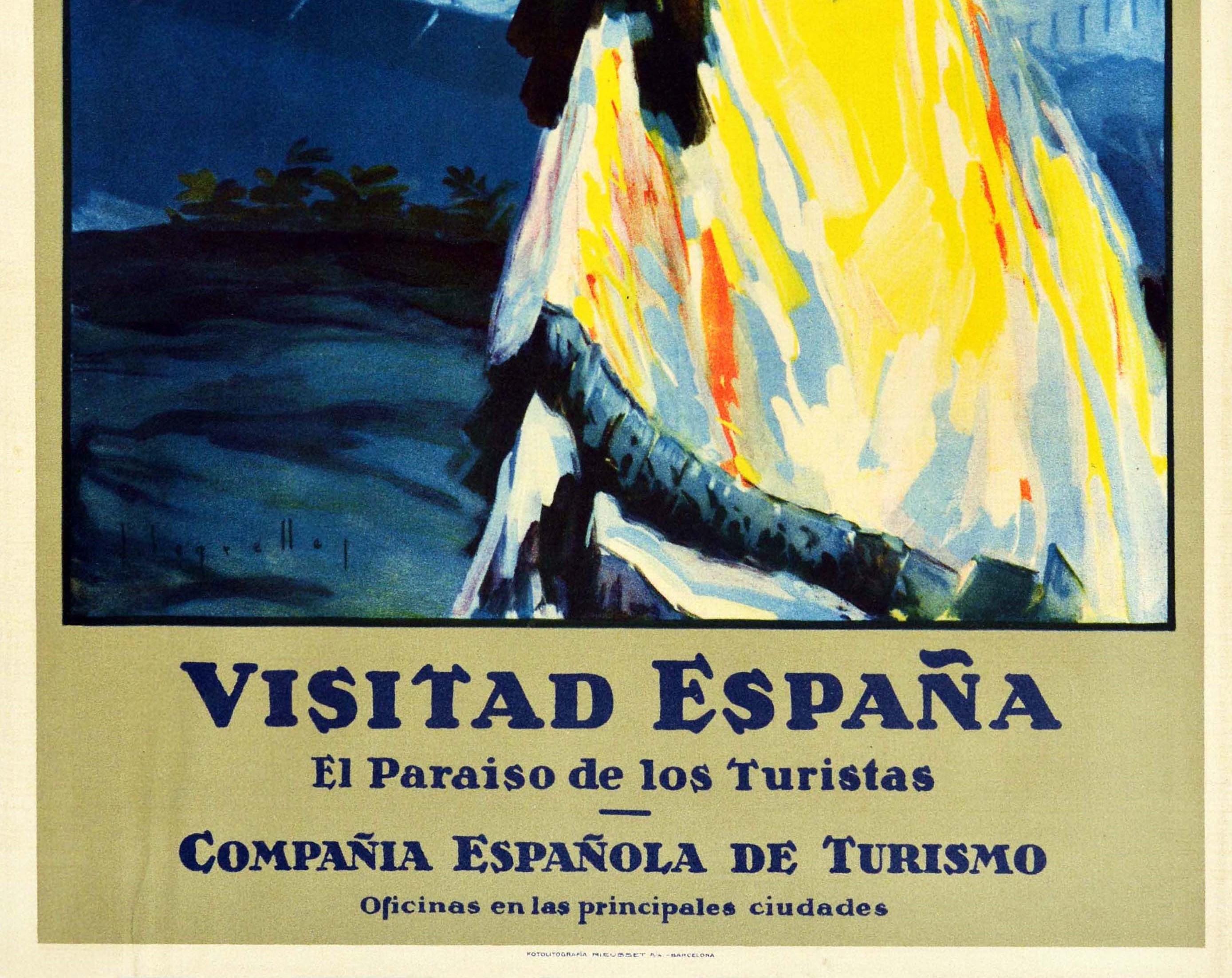 Spanish Original Vintage Travel Poster Visitad Espana El Paraiso Spain Tourist Paradise