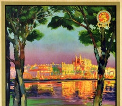 Original Vintage Travel Poster Visitad Palma De Mallorca Balearic Island Majorca