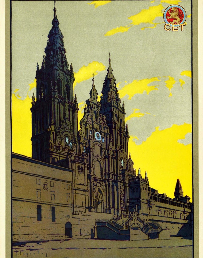 Original Vintage Travel Poster Visitad Santiago De Compostela Cathedral Basilica In Good Condition In London, GB
