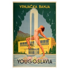 Original Vintage Travel Poster Vrnjacka Banja Hot Springs Spa Town Yugoslavia