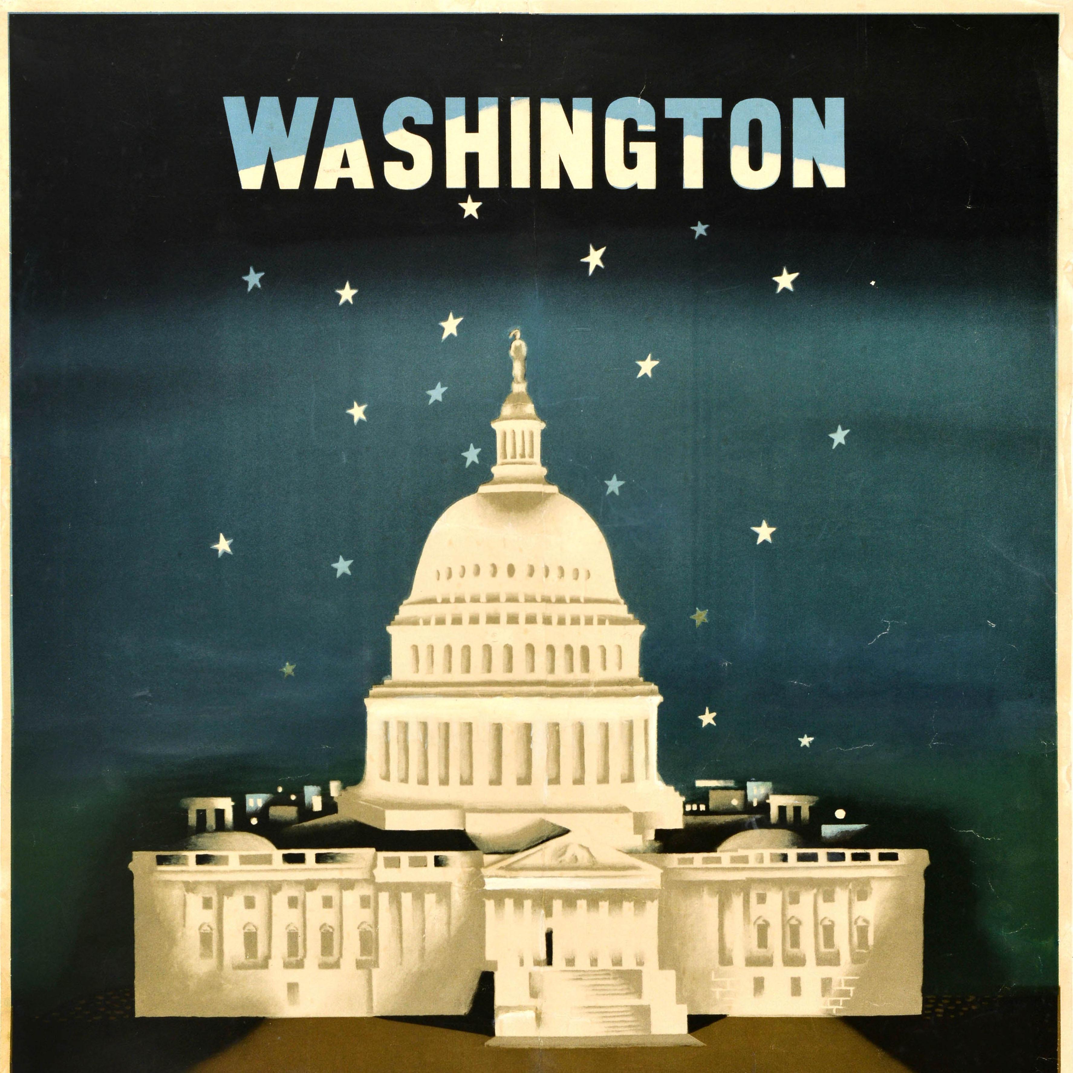 Original-Vintage-Reiseplakat Washington American Airlines McKnight Kauffer USA (amerikanisch) im Angebot