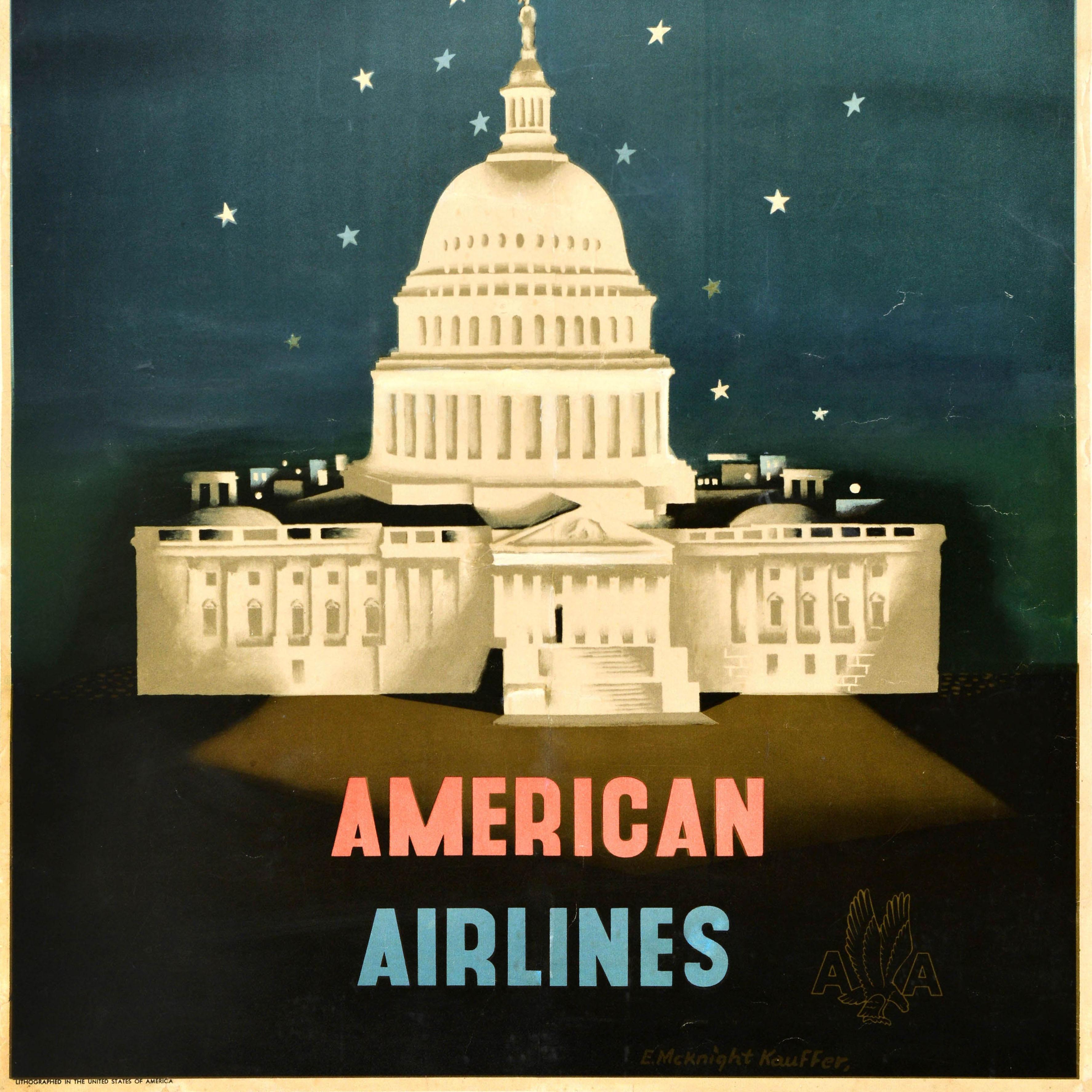 Original-Vintage-Reiseplakat Washington American Airlines McKnight Kauffer USA im Zustand „Gut“ im Angebot in London, GB