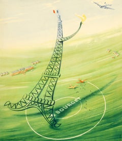 Poster di viaggio originale d'epoca Welcome To Paris British Imperial Airways Eiffel