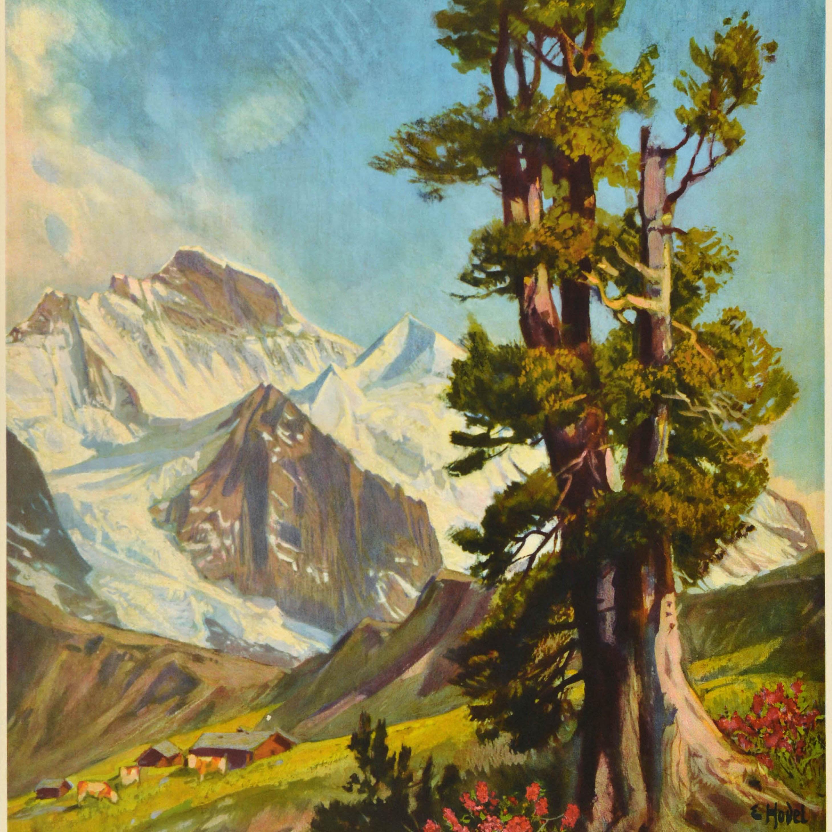 Original-Vintage-Reiseplakat Wengernalp, Eisenbahn, Kleine Scheidegg, Schweiz (Mitte des 20. Jahrhunderts) im Angebot
