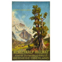 Original Vintage Travel Poster Wengernalp Railway Kleine Scheidegg Switzerland