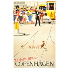 Original Vintage-Reiseplakat „Wunderschöne Kopenhagen“, Dänemark, Enten, Vagnby, Kunst