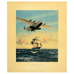 Affiche de voyage originale vintage Yankee Clipper Flying Boat PanAm Pan American