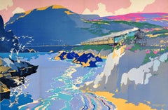 Póster de Viaje Original Vintage Costa de Yorkshire Cerca de Whitby LNER Tren de Vapor Arte