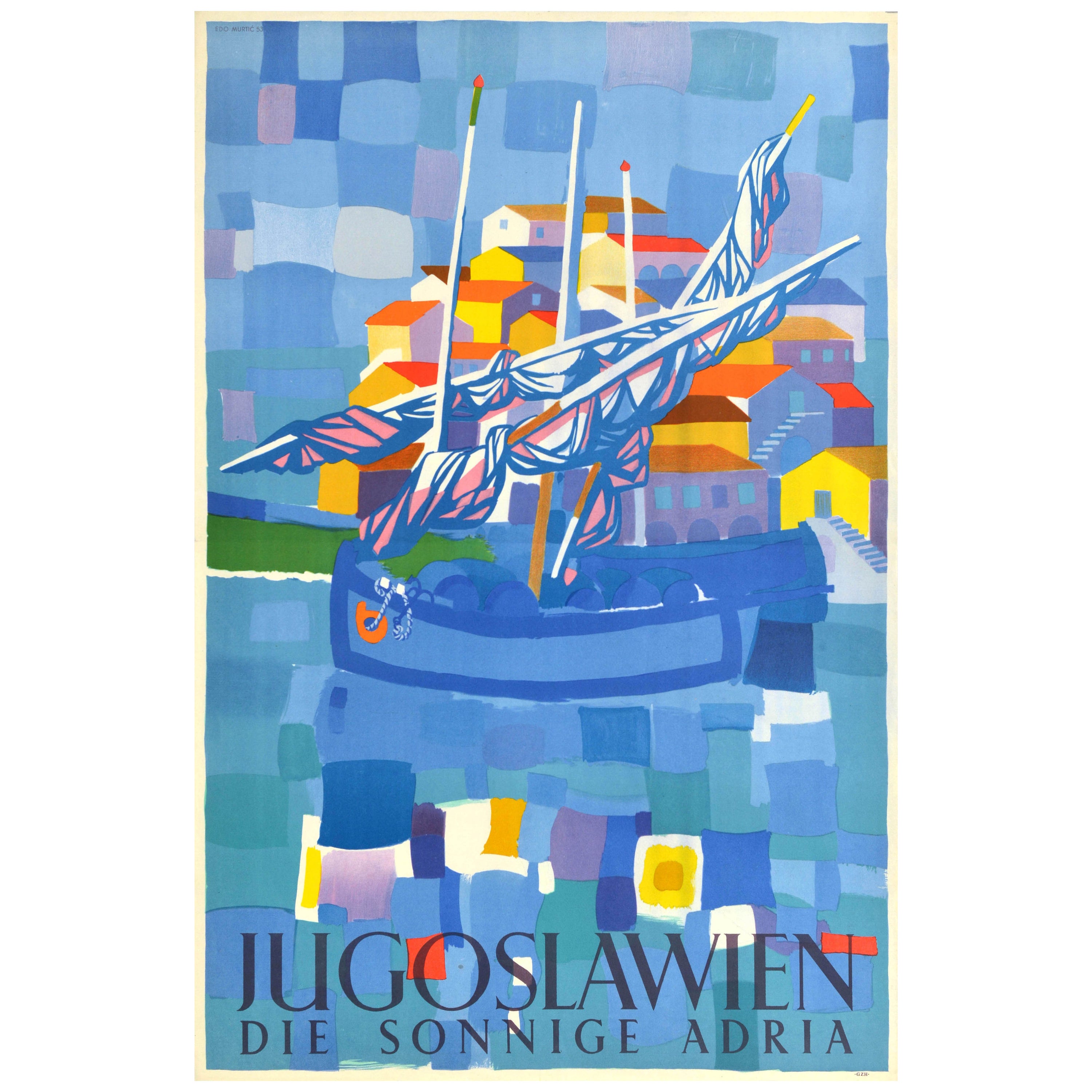 Original-Vintage-Reiseplakat „ Yugoslavia The Sunny Adria Sea Sail“, Design im Angebot
