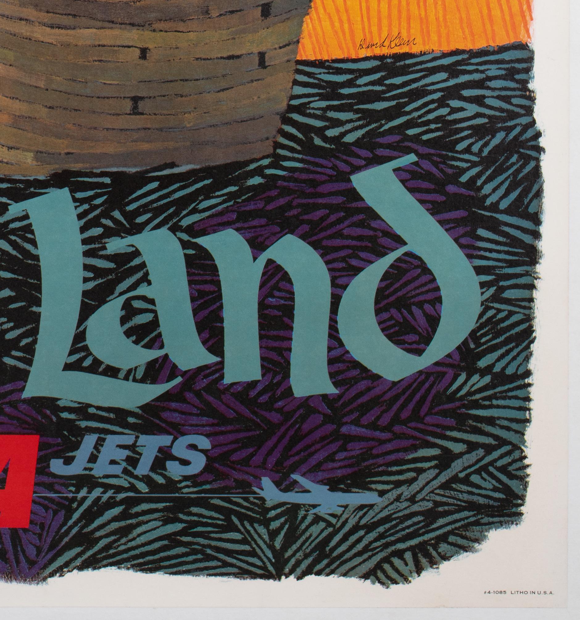 Original Vintage TWA HOLY LAND 1960s Travel Airline Poster, David Klein For Sale 2
