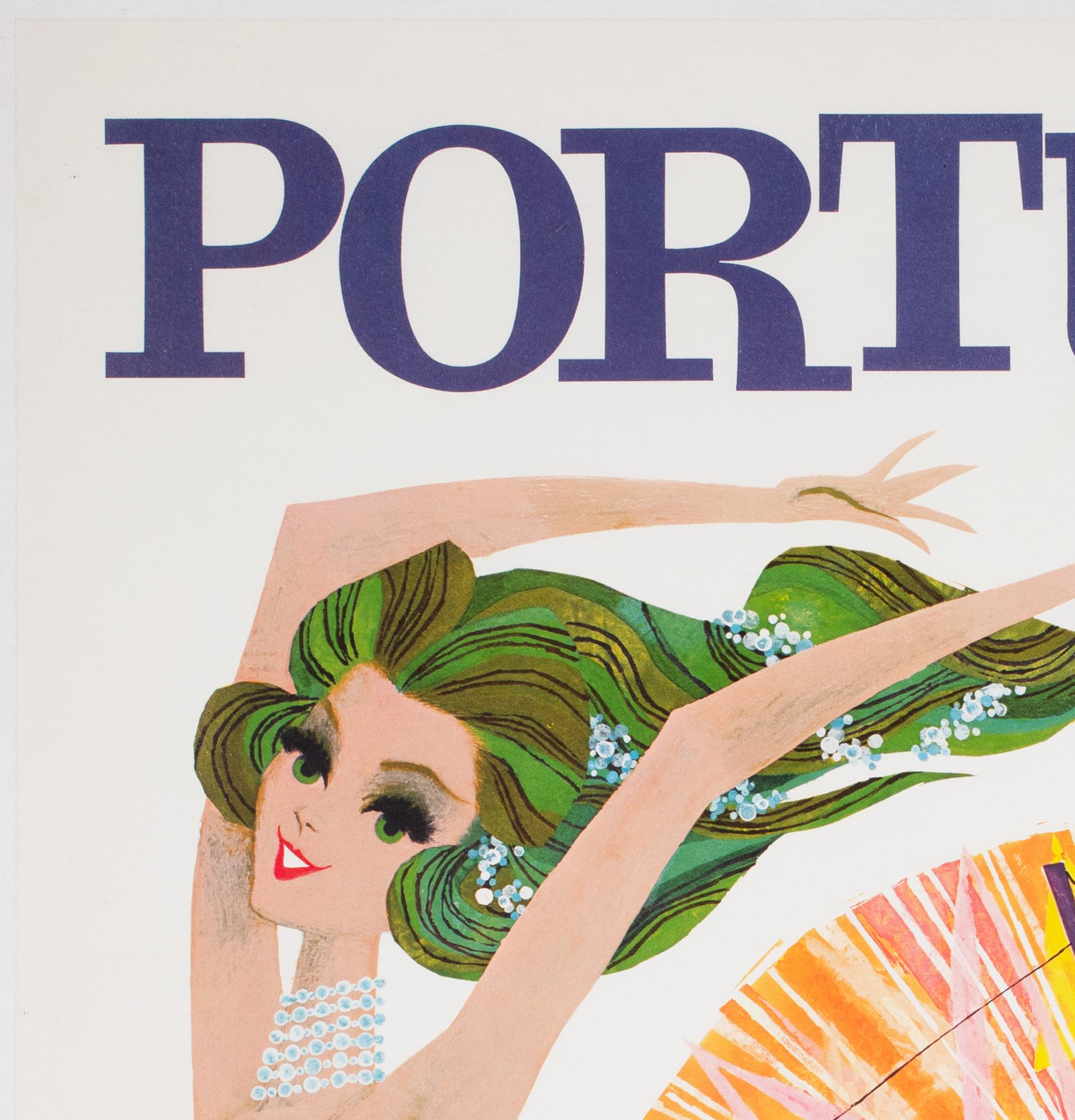 Póster original Vintage TWA Portugal 1960s Travel Airline, David Klein Estadounidense en venta