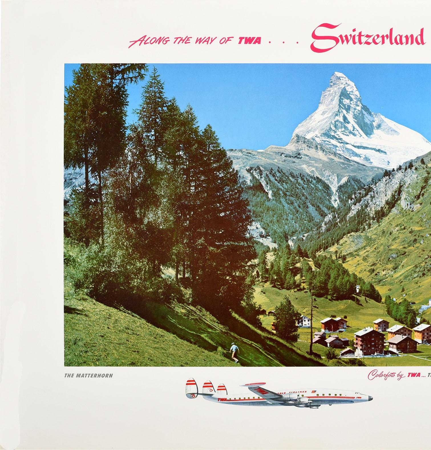 Vintage Swiss Travel Poster Valais 1930s Alpine Mountains Retro Picture Art Deco 