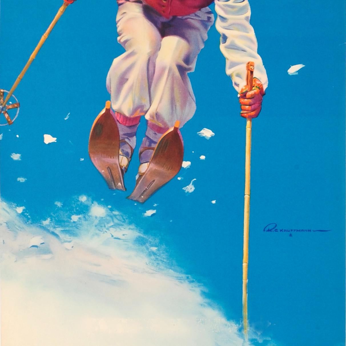 Original-Vintage-Werbeplakat Tyre, US Royal Tires RC Kauffmann, Skifahren im Zustand „Gut“ im Angebot in London, GB