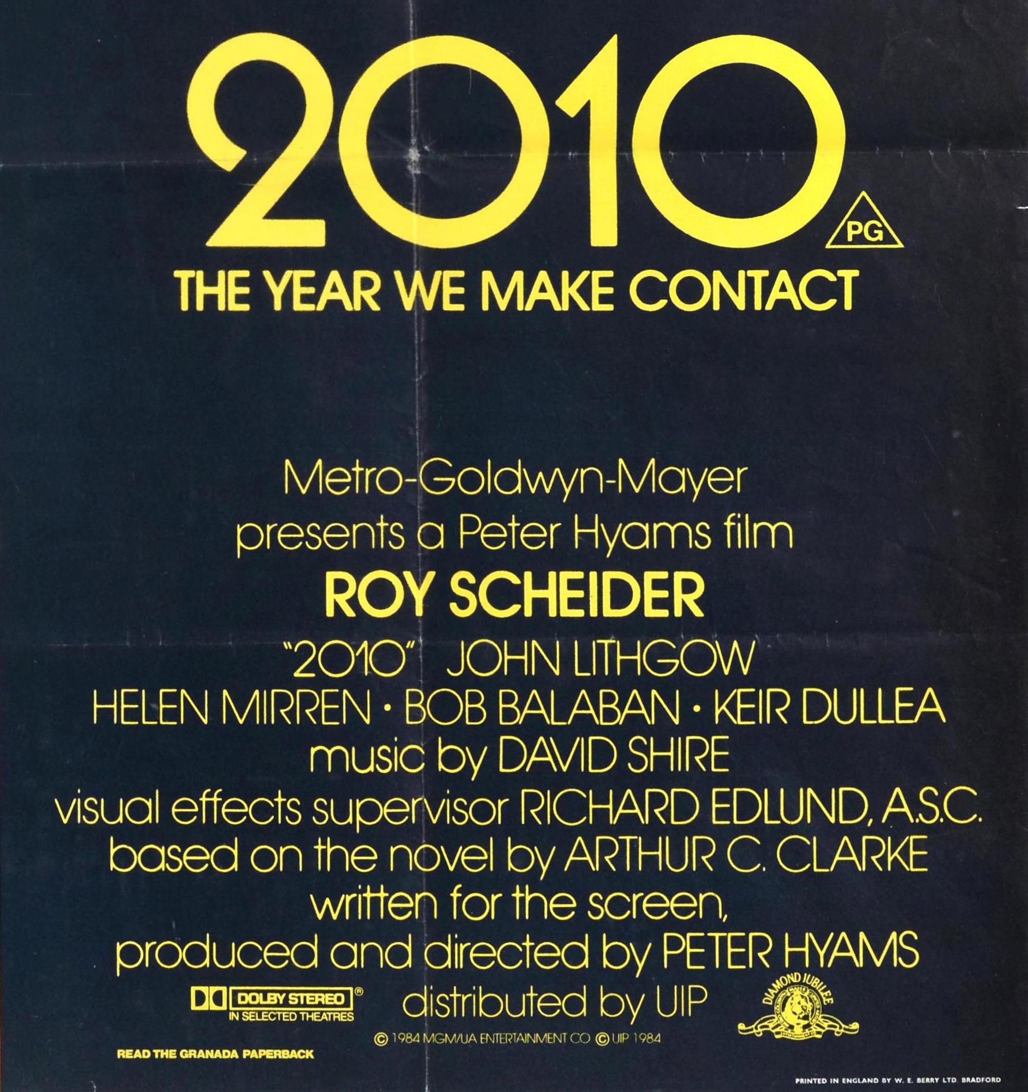 Original Vintage By UK Quad Movie Poster 2010 The Year We Make Contact SciFi Space (Ende des 20. Jahrhunderts) im Angebot