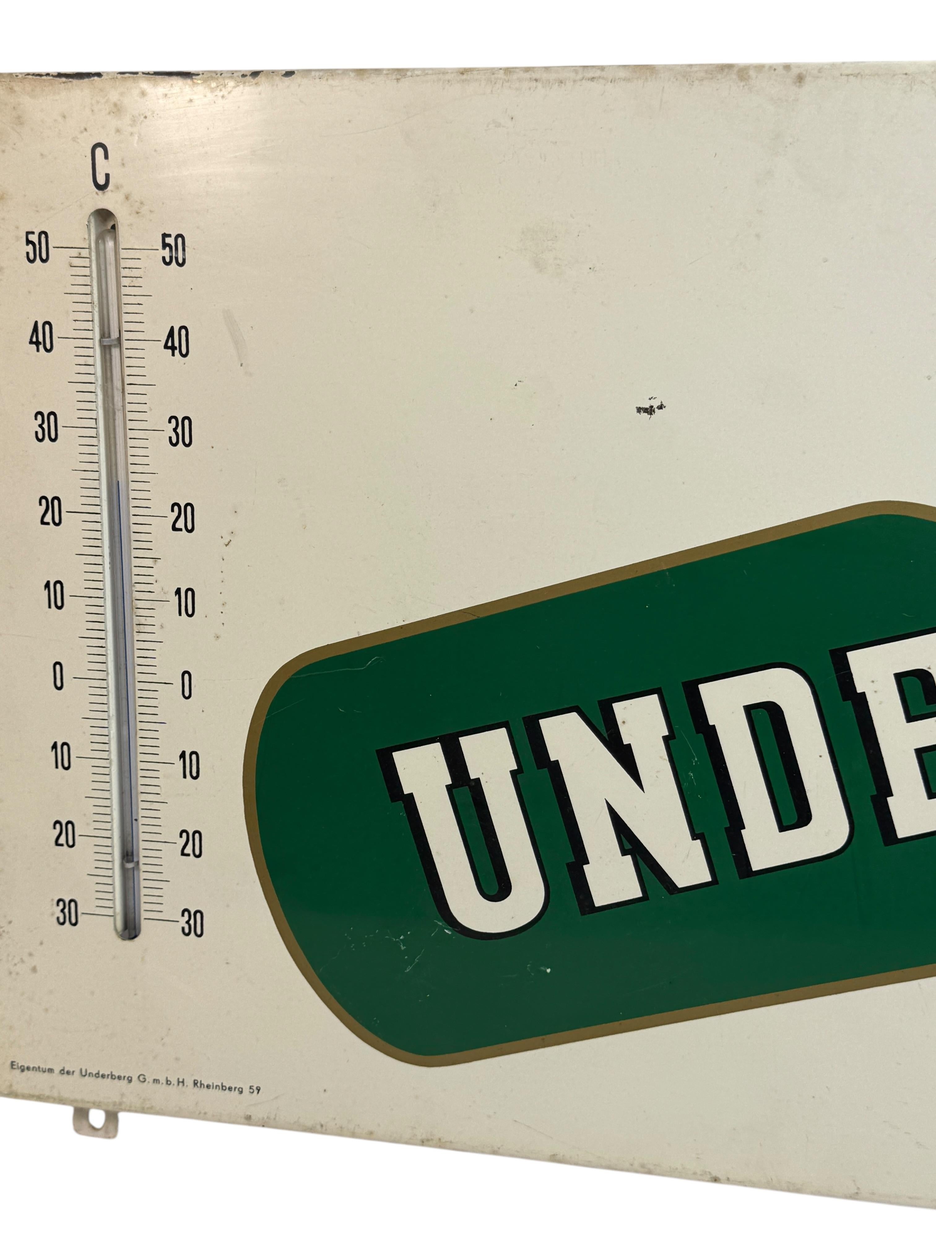 Original Vintage Underberg Bitter Advertisement Porcelain Sign with Thermometer For Sale 6
