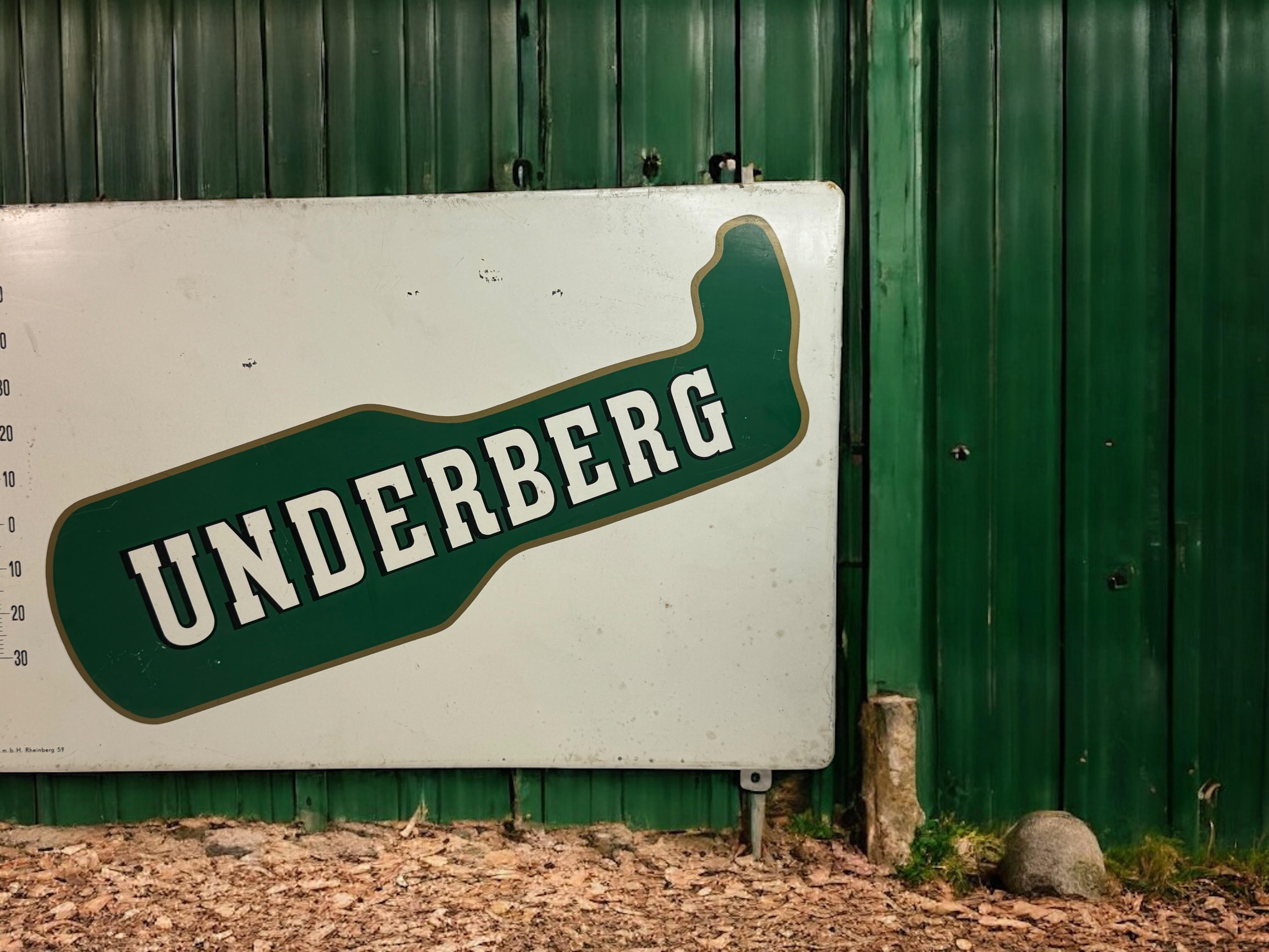 Original Vintage Underberg Bitter Advertisement Porcelain Sign with Thermometer For Sale 11