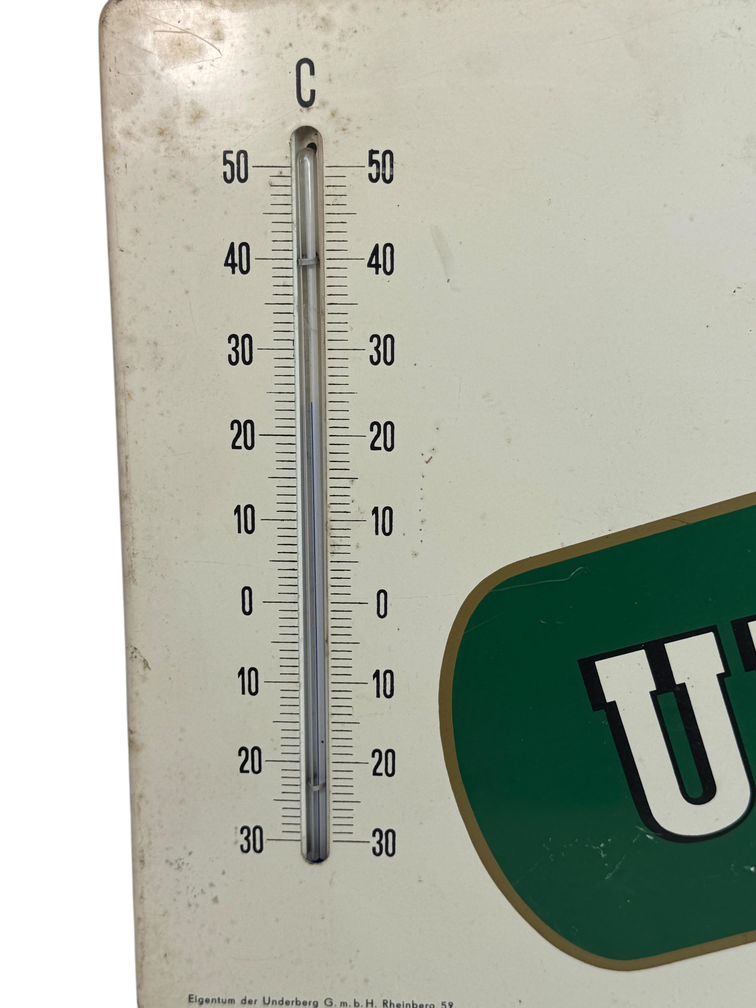 Original Vintage Underberg Bitter Advertisement Porcelain Sign with Thermometer In Good Condition For Sale In Nuernberg, DE