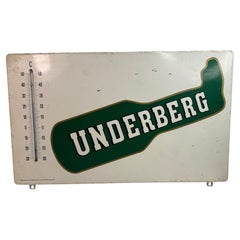 Original Vintage Underberg Bitter Advertisement Porcelain Sign with Thermometer