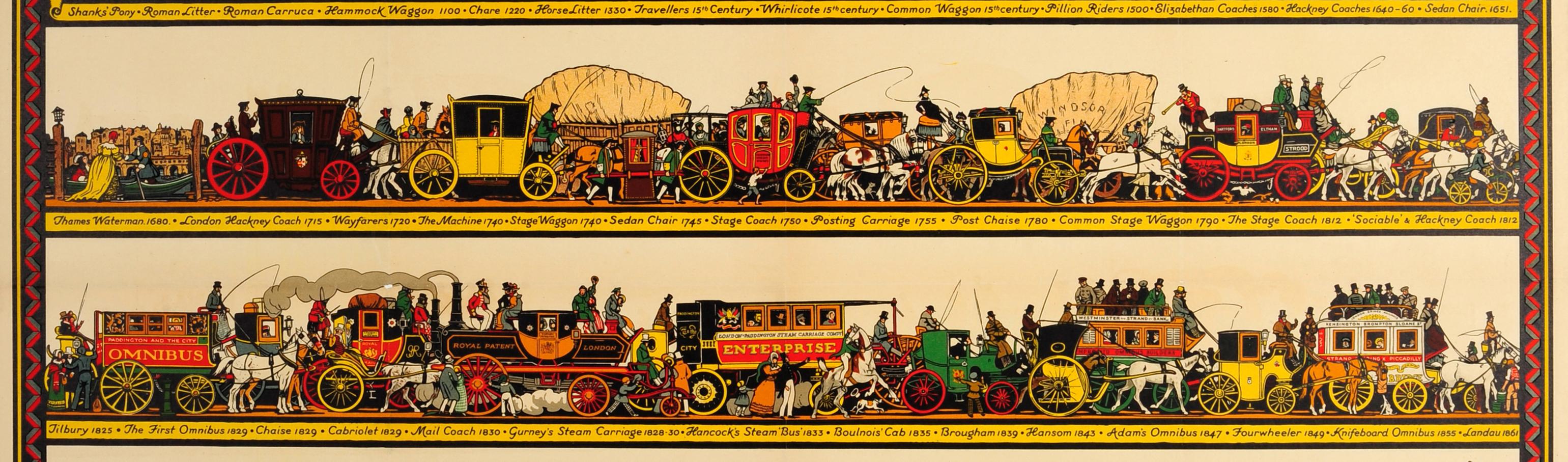 Britannique Affiche rétro originale du métro, The Londoner's Transport Throughout The Ages en vente