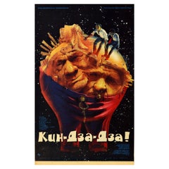Original Vintage UdSSR Filmplakat Kin Dza SciFi Dystopia Surreal Film Kunst