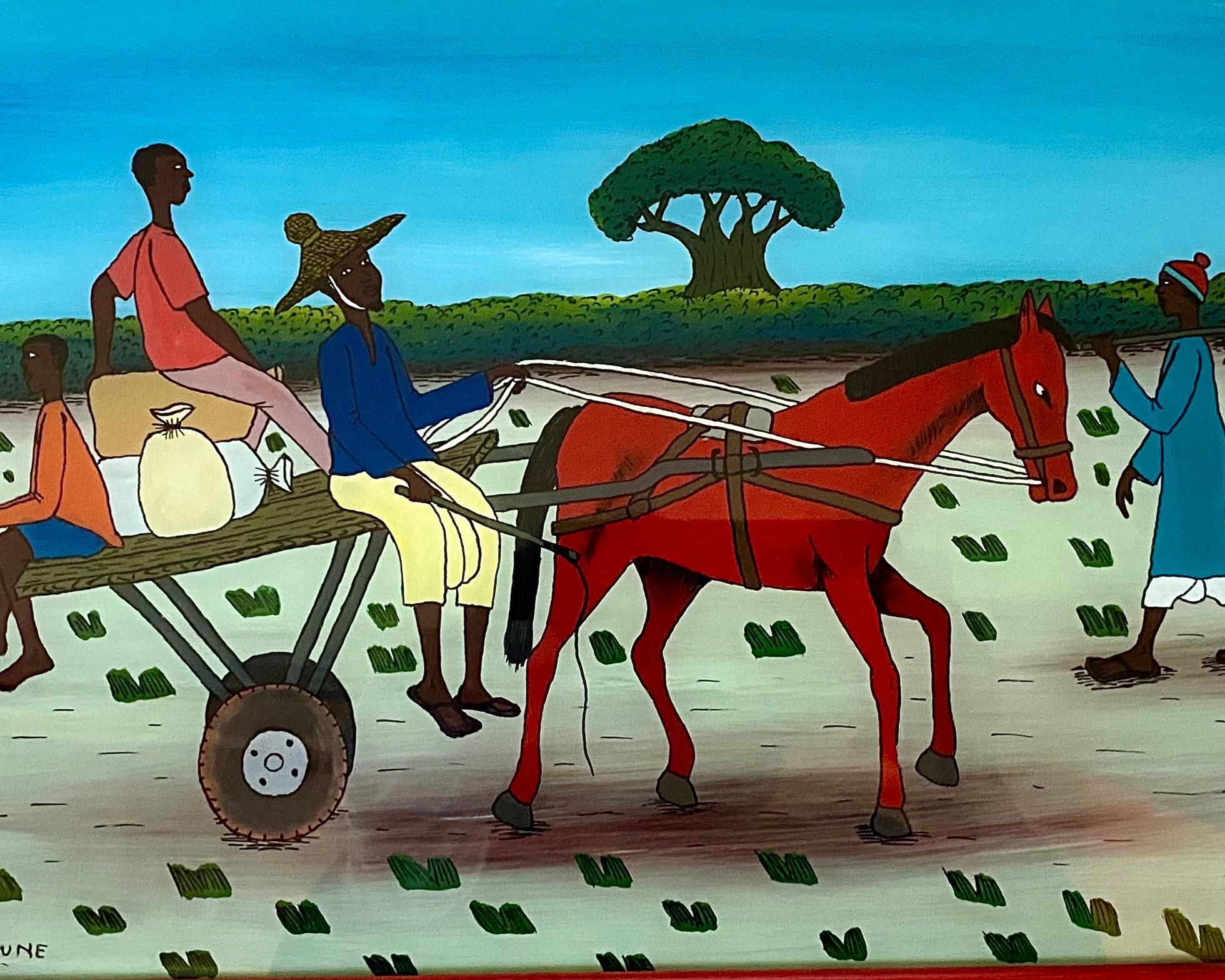 Pintura mural vintage original en marco A.B Diaovne 1995 Desconocido en venta