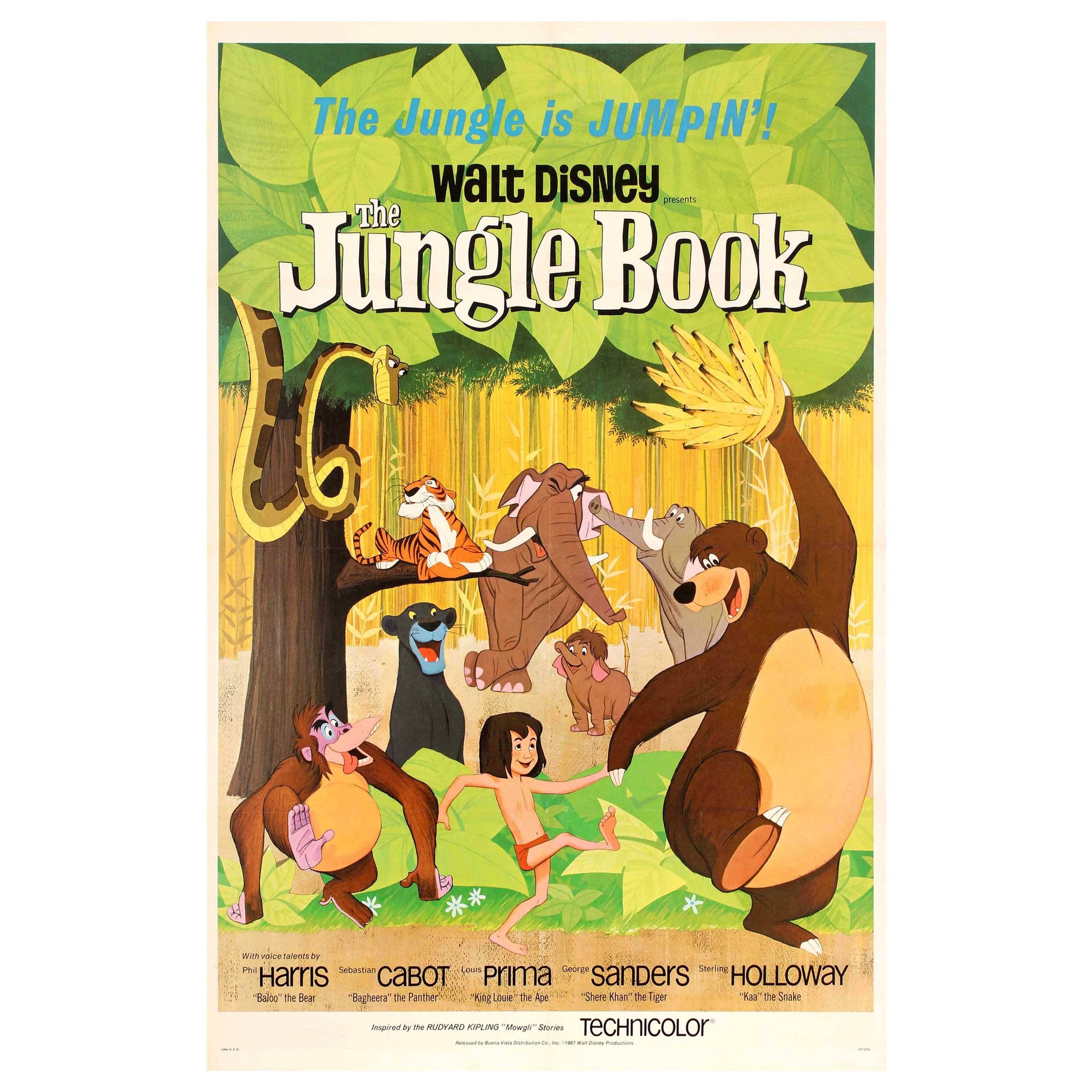 Affiche de film originale de Walt Disney pour le classique familial Le Livre de la Jungle