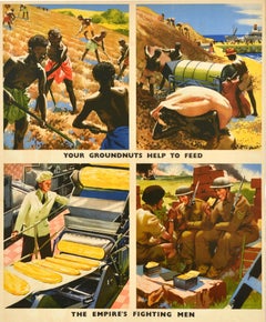 Original Vintage War Food Poster Dig For Victory Empire Feed Fighting Men WWII