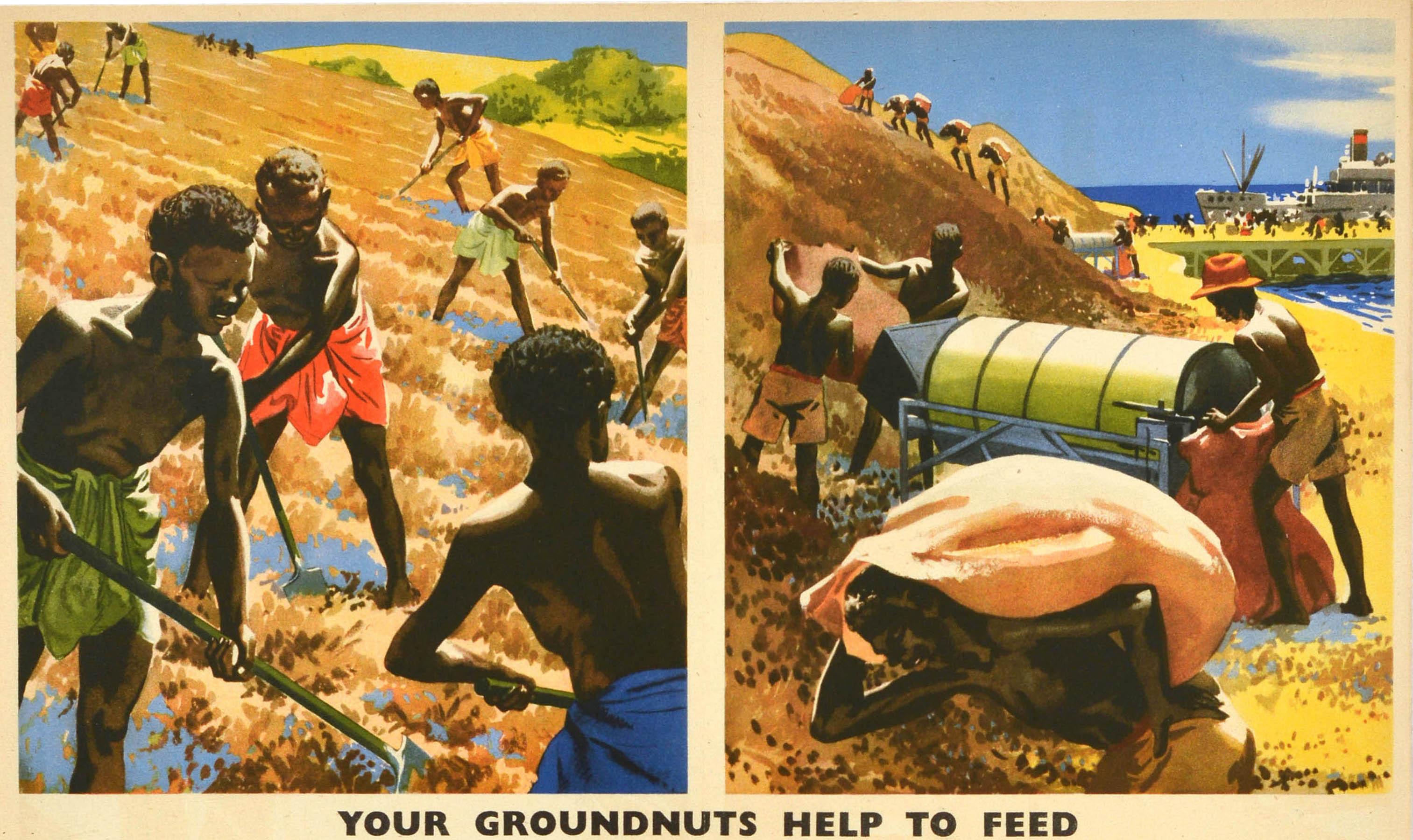 Poster originale d'epoca per il cibo di guerra Dig For Victory Empire Feed Fighting Men WWII In condizioni buone in vendita a London, GB