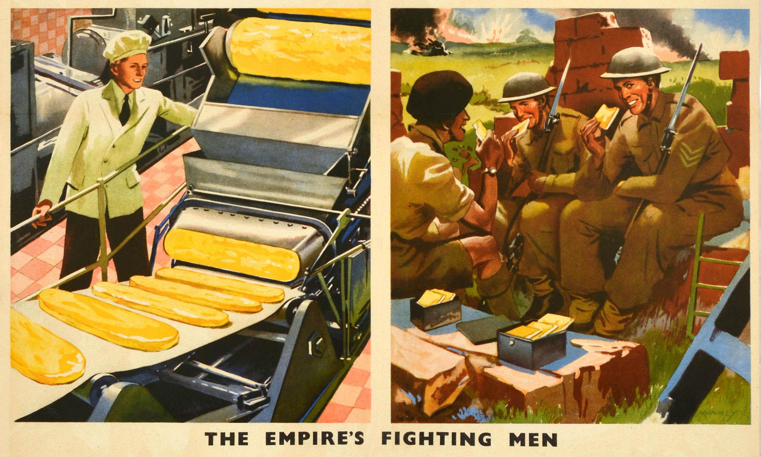 Metà XX secolo Poster originale d'epoca per il cibo di guerra Dig For Victory Empire Feed Fighting Men WWII in vendita