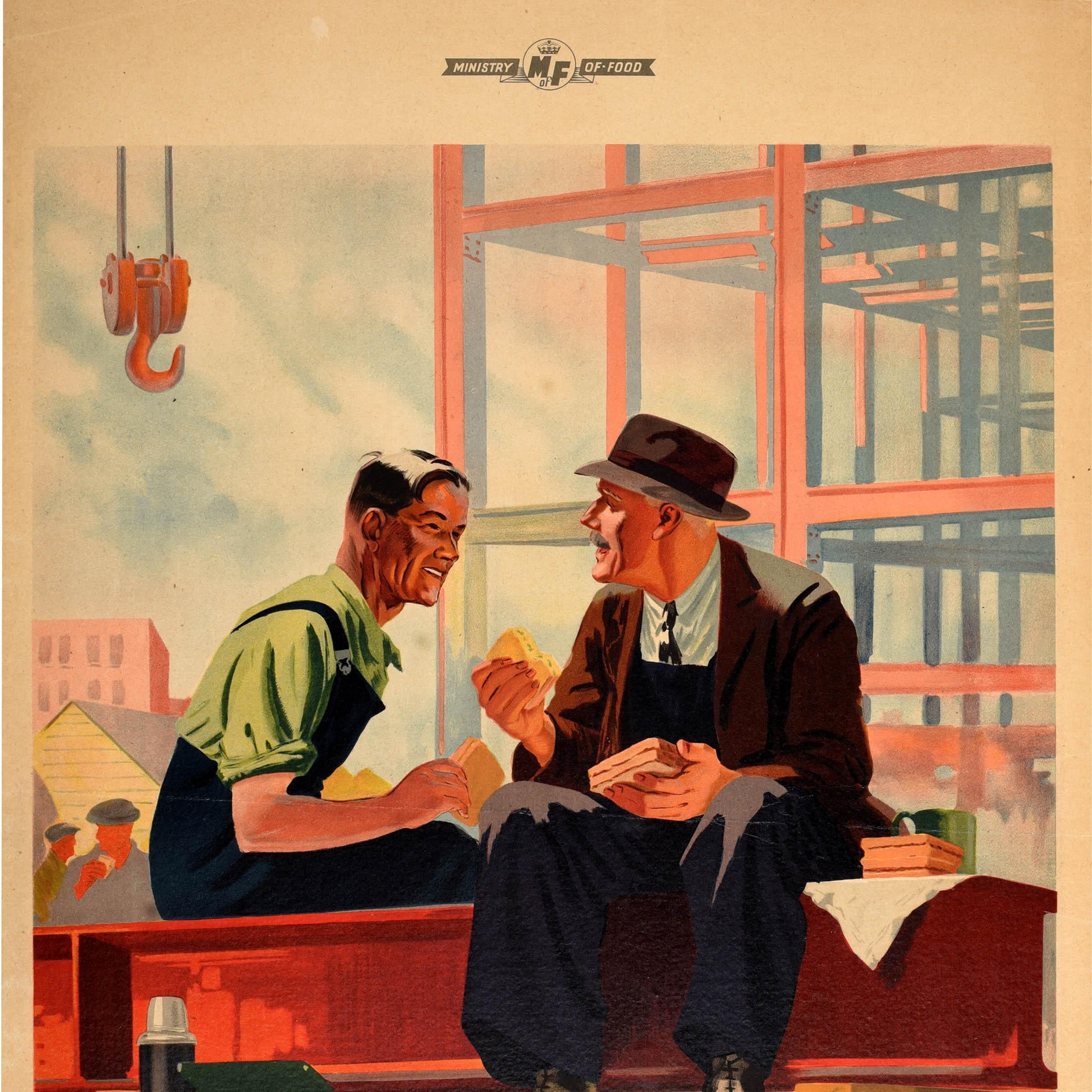 Britannico Poster di propaganda alimentare originale d'epoca Farina di grano Pane razionato WWII in vendita