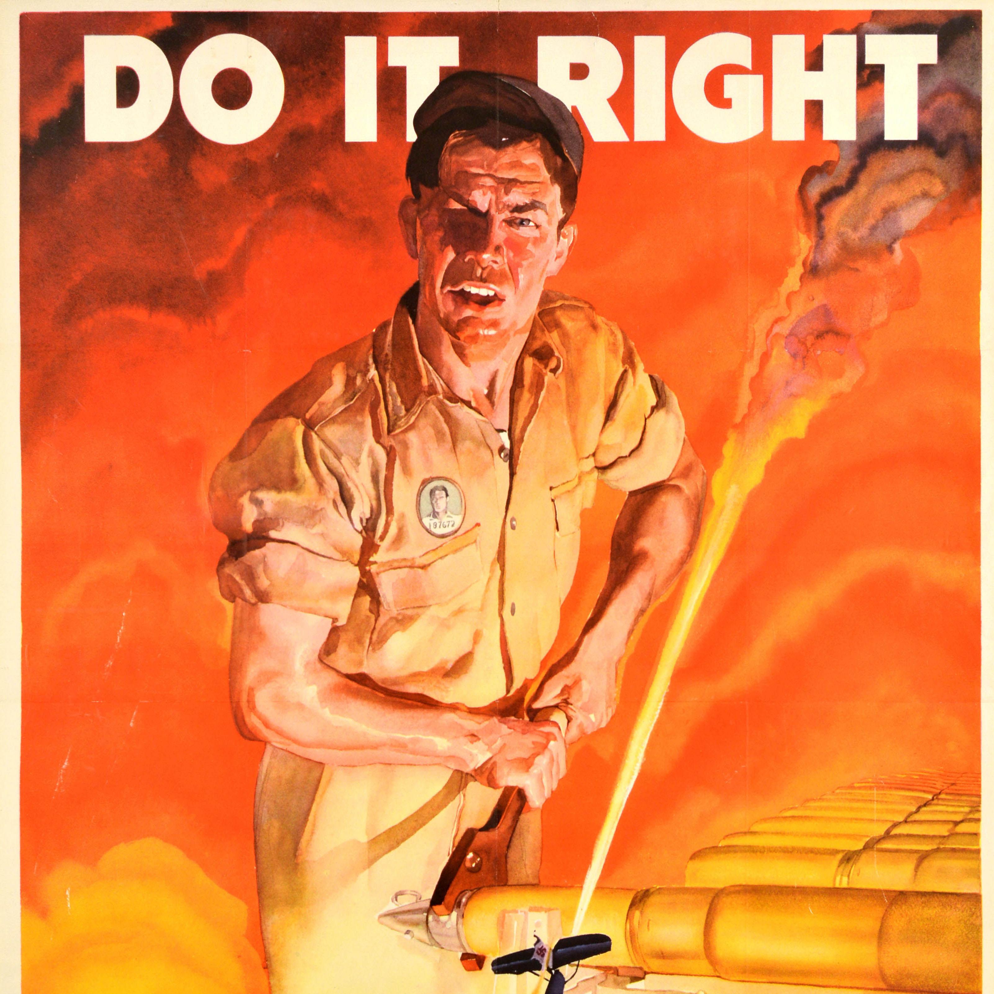 Américain Original Vintage War Home Front Production Poster Do It Right Make It Bite WWII en vente