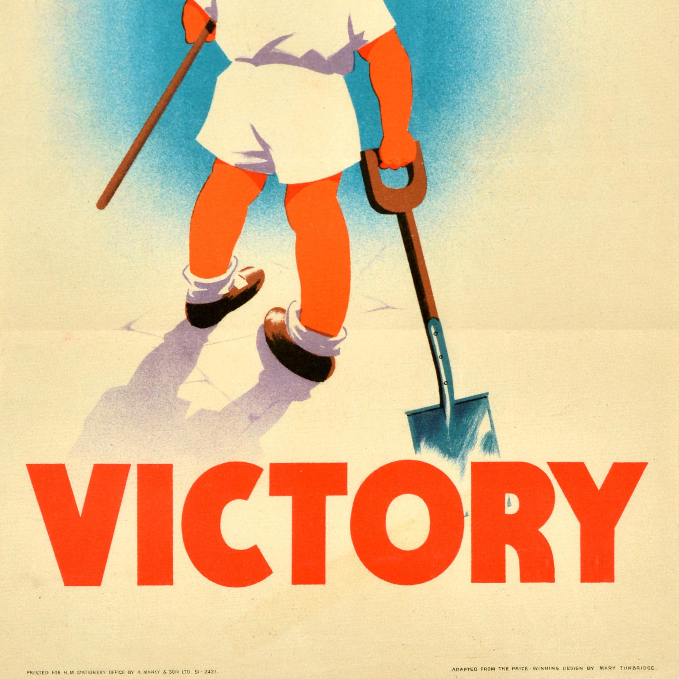 Original Vintage- Propagandaplakat „War Home Front“, Propagandaplakat „ Dig For Victory Child“, UK, Zweiter Weltkrieg im Zustand „Gut“ im Angebot in London, GB