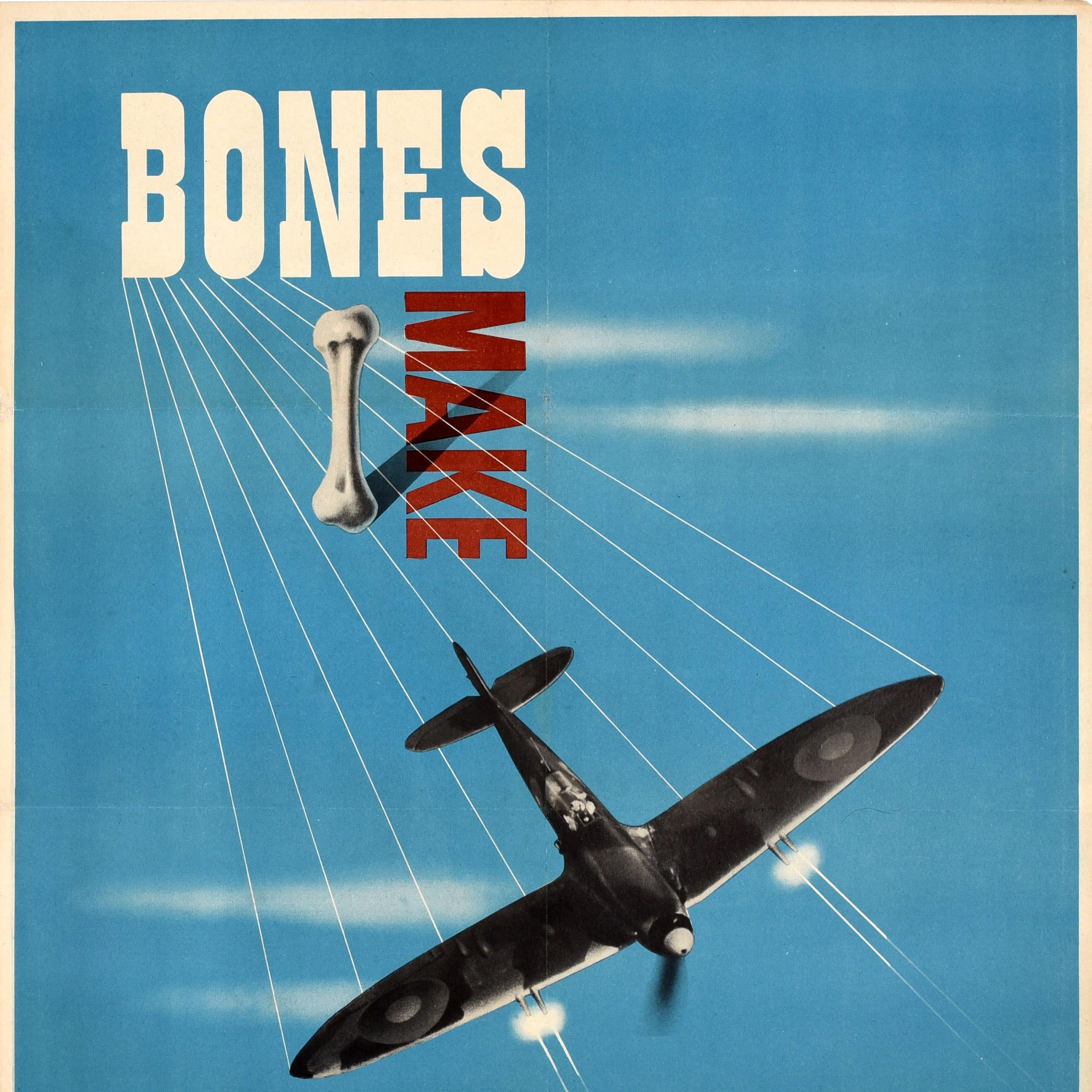 Modern Original Vintage War Home Front Recycling Poster Bones Make Explosives WWII For Sale