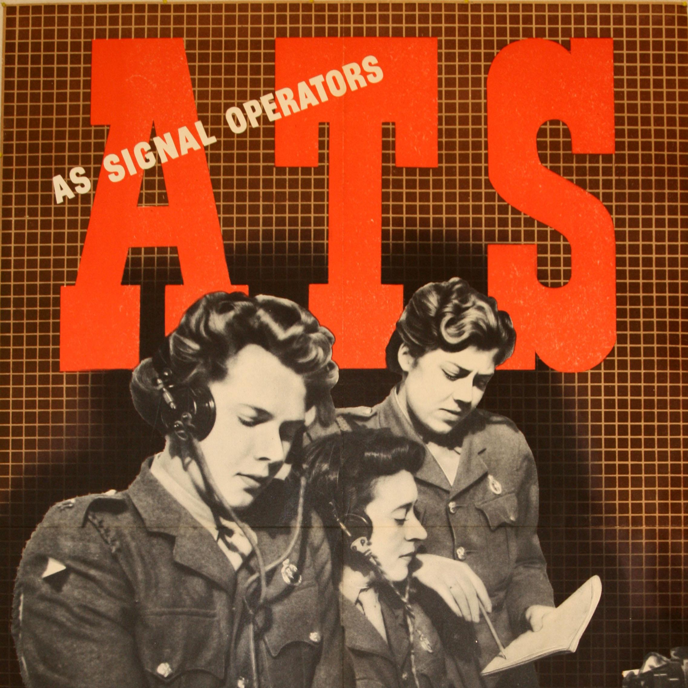 Poster di guerra originale d'epoca ATS Operatori di Signal WWII Esercito Britannico Branch Donna In condizioni buone in vendita a London, GB