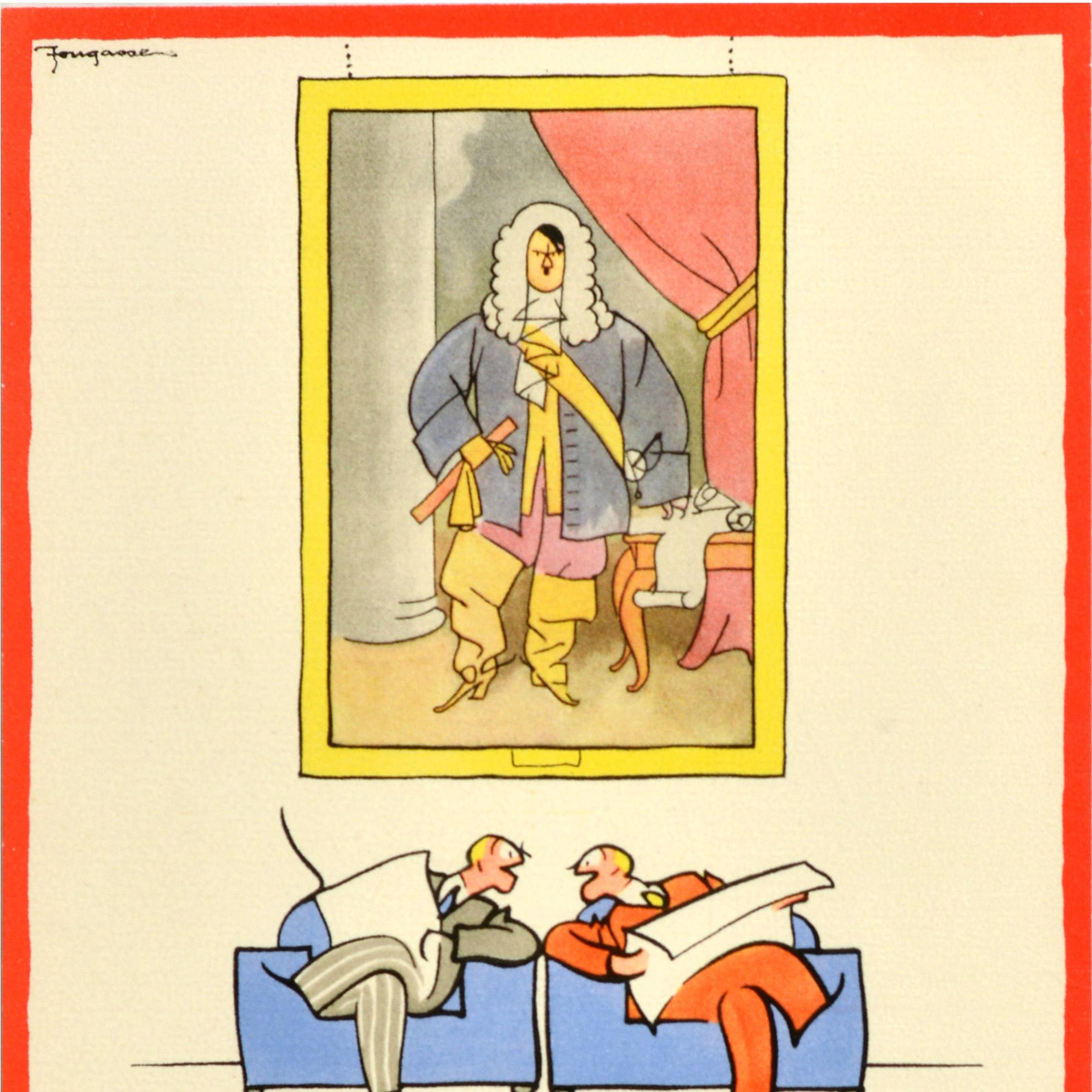 Britannico Poster di guerra originale d'epoca Le chiacchiere incaute costano la vita a queste quattro mura Fougasse in vendita