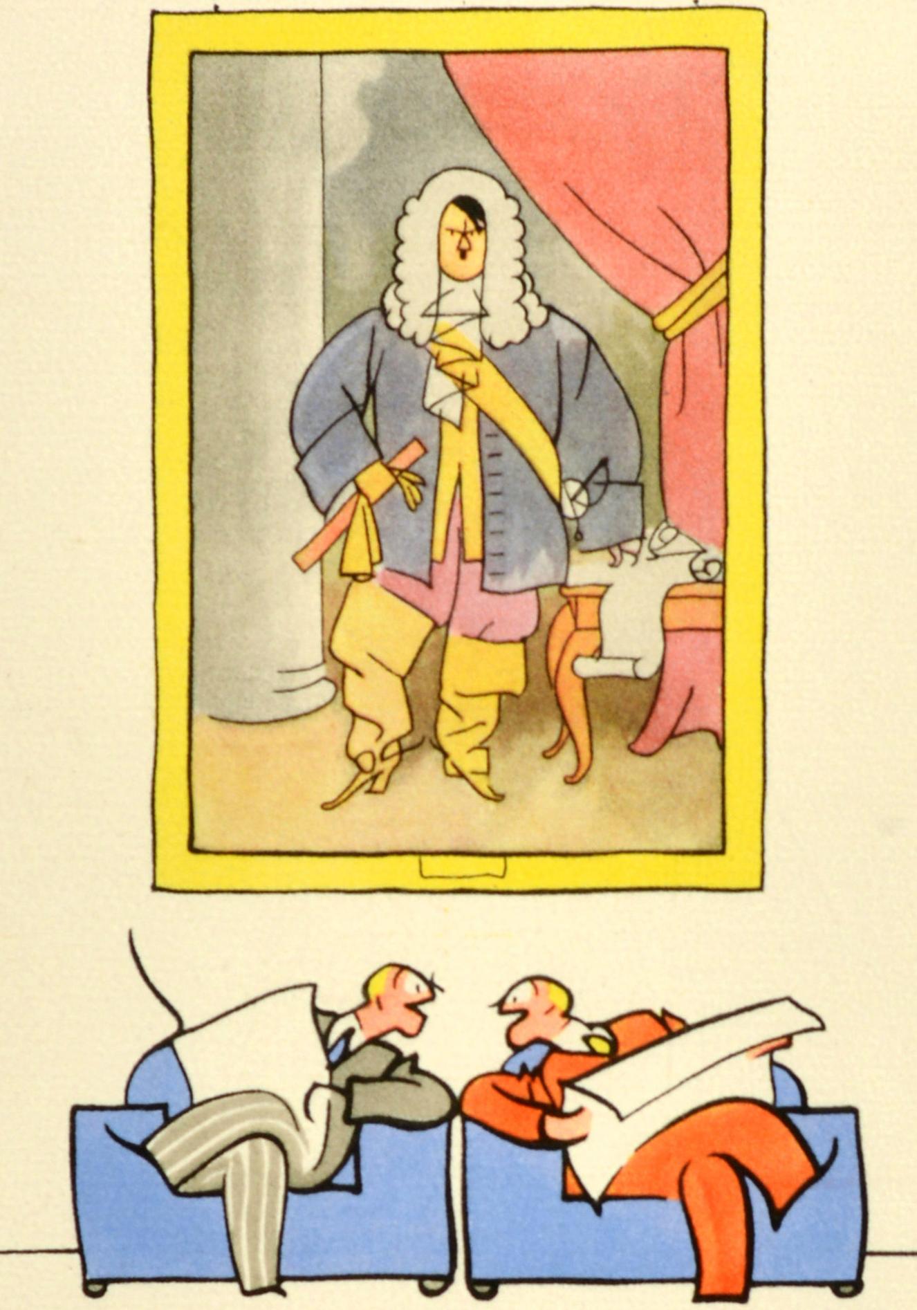 Metà XX secolo Poster di guerra originale d'epoca Le chiacchiere incaute costano la vita a queste quattro mura Fougasse in vendita